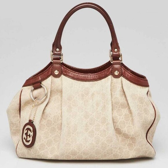 Gucci Beige/Brown GG Canvas Medium Sukey Tote Bag - Picture 1 of 12